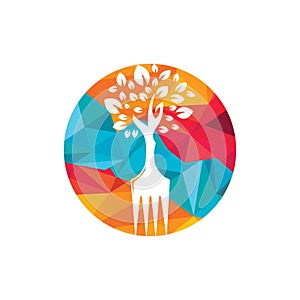 Fork tree vector logo design. Restaurant and farming logo concept.