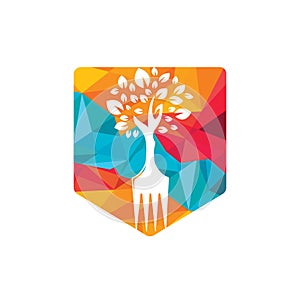 Fork tree vector logo design. Restaurant and farming logo concept.