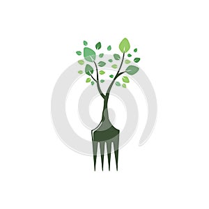 Fork tree vector logo design. Restaurant and farming logo concept.