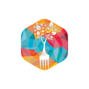 Fork tree vector logo design. Restaurant and farming logo concept.