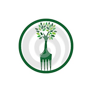 Fork tree vector logo design. Restaurant and farming logo concept.