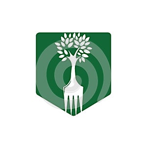 Fork tree vector logo design. Restaurant and farming logo concept.