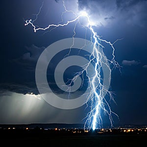 Forked Lightning against a pitch black sky