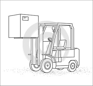 Forklift. Automated logistic service, digital warehouse, forklift technology