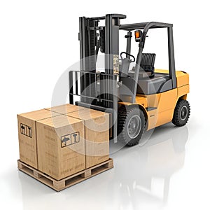 Forklift and box 3D icon isolated