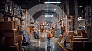 forklift busy warehouse