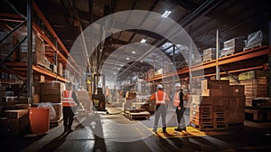 forklift busy warehouse