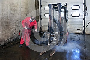 Forklift cleaning photo