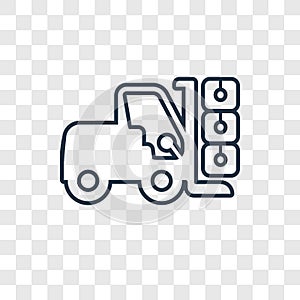 Forklift concept vector linear icon isolated on transparent back
