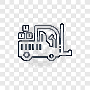 Forklift concept vector linear icon isolated on transparent back