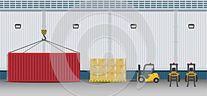 Forklift with container