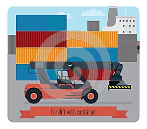 Forklift with container