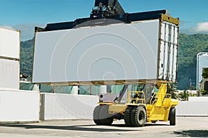 Forklift and container port.