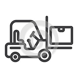 Forklift delivery truck line icon, logistic