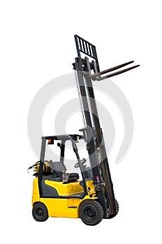 Forklift freight. Loading machine.