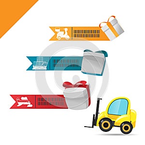 Forklift Gift Box Info Graphic Template Vector