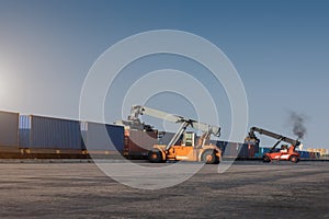 Forklift handling container box