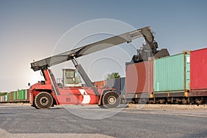 forklift handling container loading box