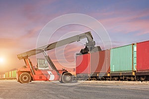 forklift handling container loading box