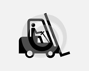 Forklift Icon Fork Lift Delivery Loading Loader Truck Hoist Black White Silhouette Symbol Sign Graphic Clipart Vector