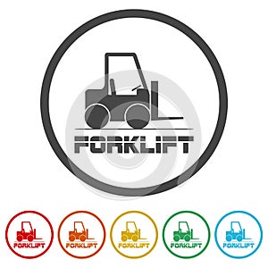 Forklift icon. Set icons in color circle buttons