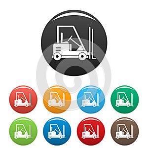 Forklift icons set color