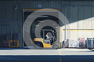 Forklift in Industrial Warehouse