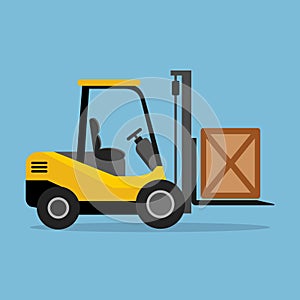 forklift isolated on blue background