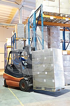 Forklift loader at a warehouse