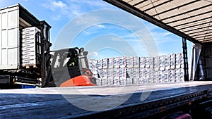 Forklift loader at warehouse outdoors