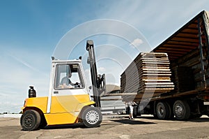 Forklift loader warehouse works
