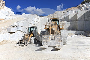 Forklift in a marble quarry of Carrara, Italy