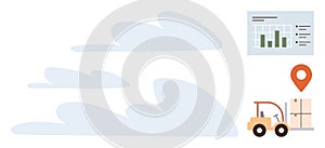 Logistics and Delivery Tracking with Analytics and Forklift Illustration