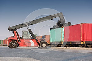 forklift moving containers