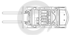 Forklift. Orthography Vector photo