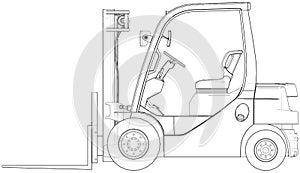 Forklift. Orthography Vector photo
