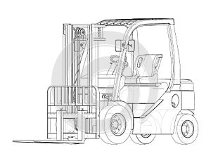Forklift. Orthography Vector photo