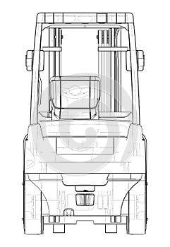 Forklift. Orthography Vector photo