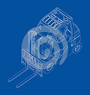 Forklift. Orthography Vector photo