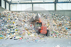 forklift on plastic recycling plant