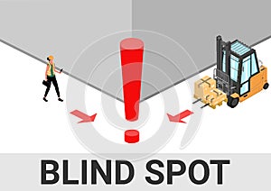 Blind spot hazard. Isometric illustration.