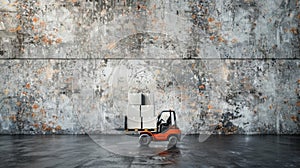 The forklift with stacked boxes. AI generated