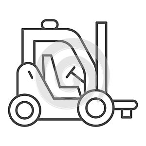 Forklift thin line icon, delivery and logistics symbol, Cargo transportation vector sign on white background, Lift truck