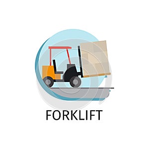Forklift transport in flat style
