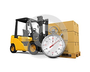 Forklift Truck with Boxes and Stopwatch