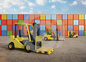 Forklift truck at container terminal