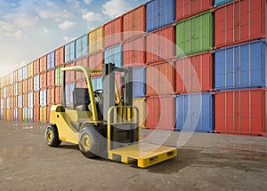 Forklift truck at container terminal