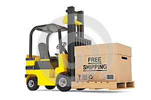 Forklift truck with Free Shipping Box and pallet