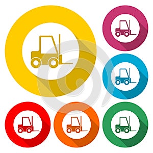 Forklift truck icon isolated with long shadow