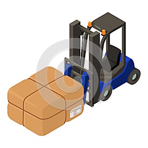 Forklift truck icon, isometric style